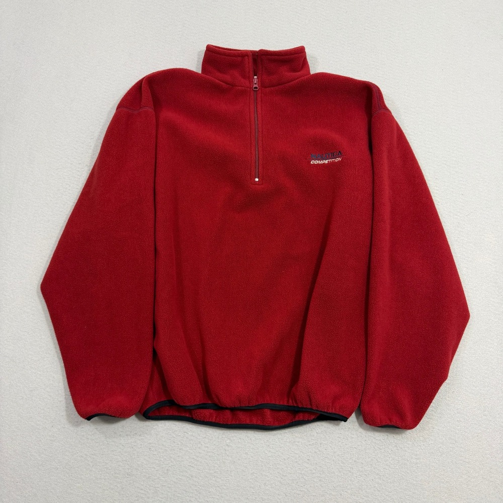 Vintage Nautica Competition Pullover Large Red Fleece Quarter Zip Vintage USA
